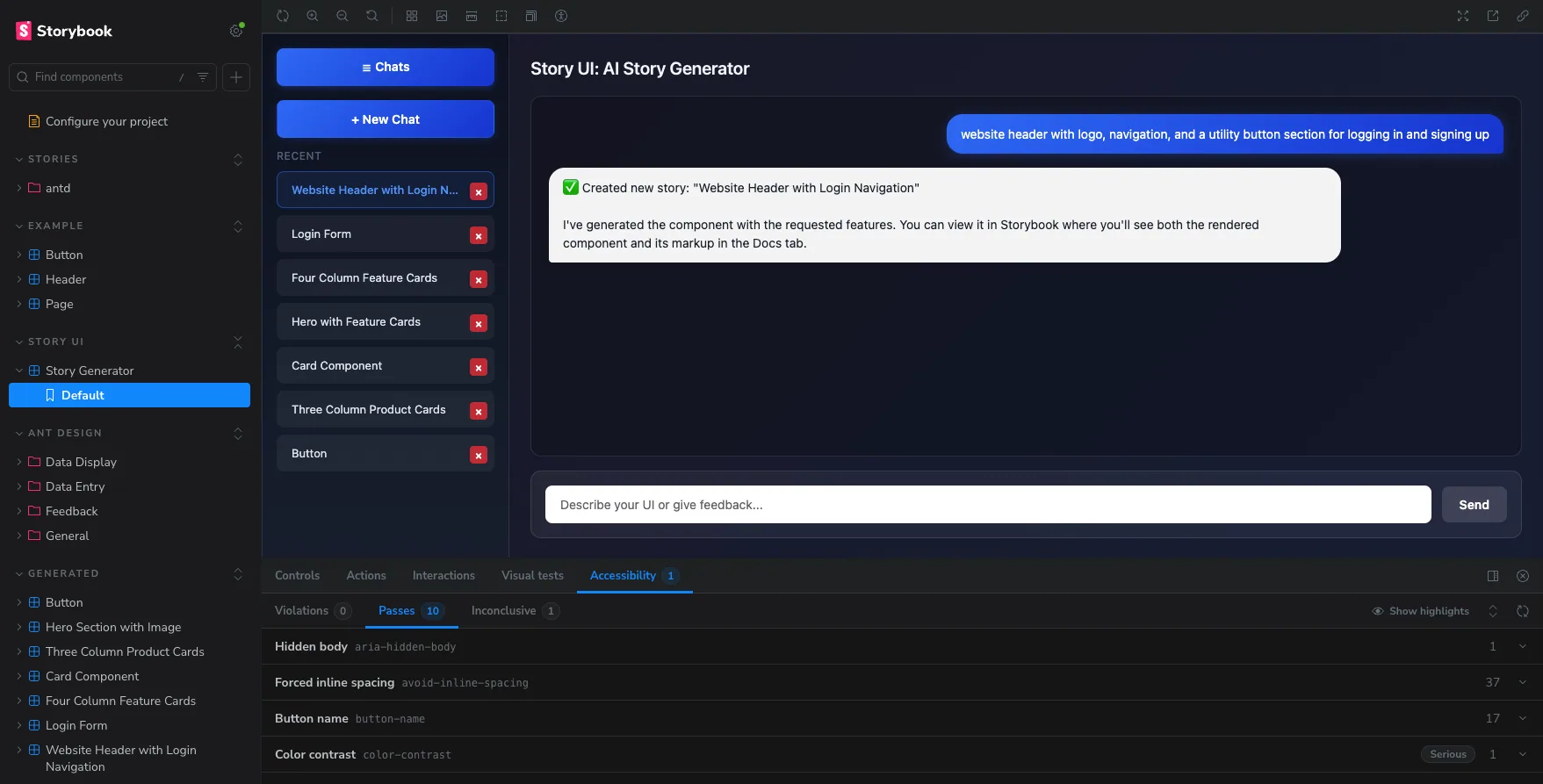 Story UI screenshot. 