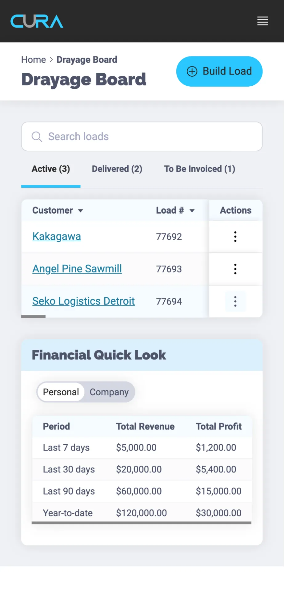 CURA Freight design system mobile
